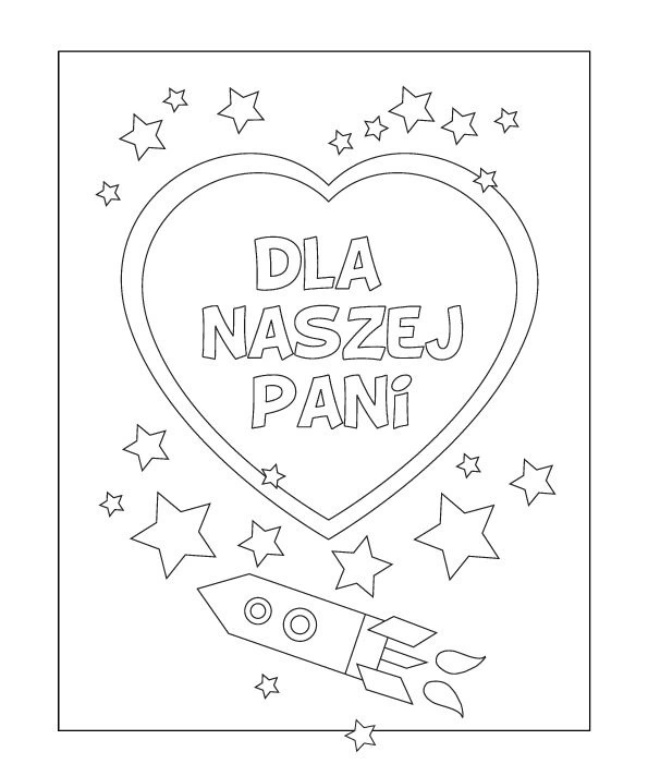 Kolorowanka laurka z sercem dla nauczyciela